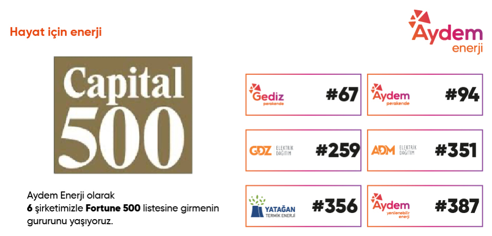 6 Şirketimiz Capital 500 Listesinde