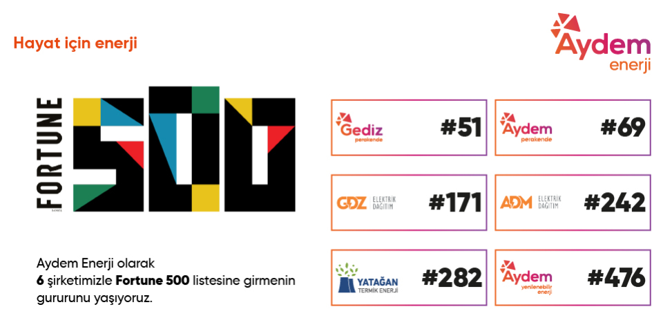 6 Aydem Energy Companies have taken place in Fortune 500